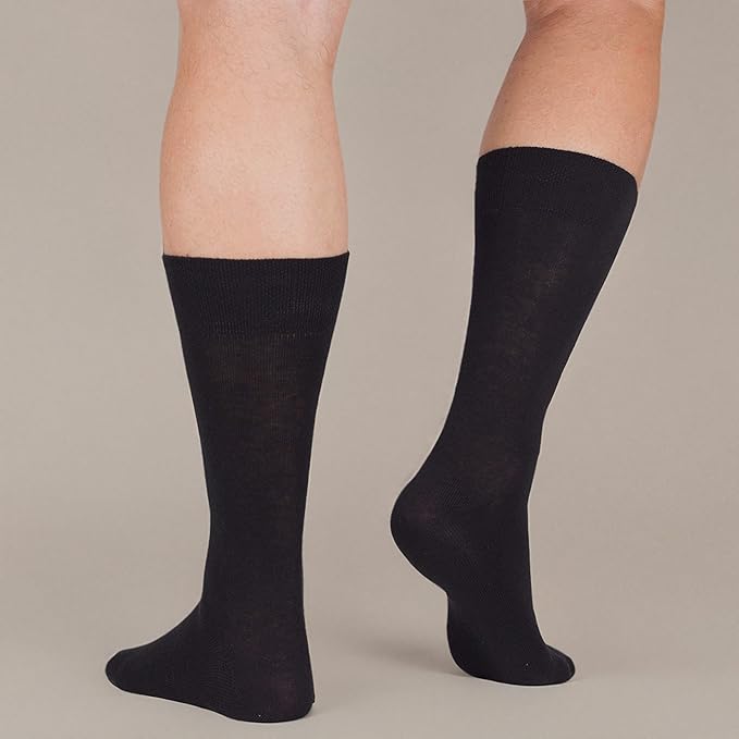 7BigStars Mens Dress Socks – 6 Pairs Crew, Soft Stay Up, Cotton Comfort for Business, Office, Big and Tall, Breathable