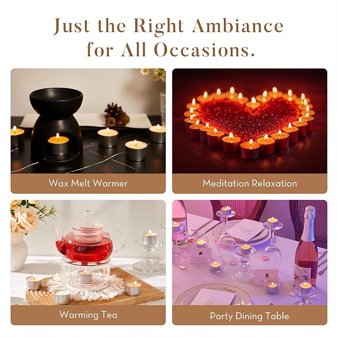 Unscented Palm Tea Lights Candles 50 Pack Bulk, 8 to 9 Hours Long Burning White Tea Lights,Non-Paraffin, Smokeless, Mini Tealight Candles for Wedding, Table Centerpiece, Party, Power Outages