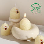 Natural Beeswax Candles 12 Pack, Hand Rolled Bee Themed Candles - 3.5 Hours Burn Time Each, Smokeless and Dripless for Home Decor, Party Favors, Gifts