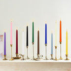 24 Colored Taper Candles, 7-8 Hours Burn Time, Unscented, Smokeless and Dripless, 0.75 x 10 Inch Dinner Candle Set for Household, Wedding, Party and Home Décor Candlesticks