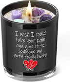 Get Well Candle with Healing Crystals - Get Well Gifts for Women After Surgery, Lavender Scented Candle, 10 oz, Black
