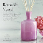 LAFCO New York Signature Reed Diffuser, Duchess Peony - 15 oz - Up to 9 Months Fragrance Life - Reusable, Hand Blown Glass Vessel - Natural Wood Reeds - Made in The USA