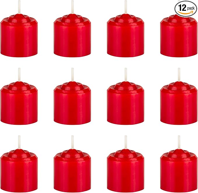 Mega Candles 12 pcs Unscented Red Votive Candles, Hand Poured Wax Candle 10 Hours 1.38 Inch x 1.5 Inch, Home Décor, Wedding Receptions, Centerpieces, Occasions, Events, Meditations, Holders