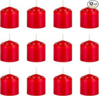 Mega Candles 12 pcs Unscented Red Votive Candles, Hand Poured Wax Candle 10 Hours 1.38 Inch x 1.5 Inch, Home Décor, Wedding Receptions, Centerpieces, Occasions, Events, Festivities, Meditations