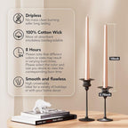 New Burning Formula Unscented Dripless 10-Inch Taper Candles Set of 12 - Rose Gold, for Wedding, Dinner - Smokeless, Long Burning - Hand Poured, Colored Tall Candlesticks - Oro Rosa