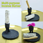 Incense Holder Modern Ceramic, Creative Incense Burner Head Sculpture Figurine Jewelry Dish Trinket Tray Incense Ash Catcher for Burning Sage Stick Unique Gift Home Decor - Black