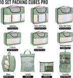 Veken 10 Set Packing Cubes for Travel Essential, Suitcase Organizer Bags in 4 Sizes, Carry-On Luggage Accessories with Large Laundry & Hanging Toiletry Bag, Must-Have for Airplane, Road Trip & Camping