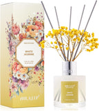 Airkeep Reed Diffuser Set,3.38 fl oz (100 ml) - White Jasmine Oil Diffusers with 8 Reed Sticks, Home Fragrance Reed Diffuser for Bathroom Shelf Decor
