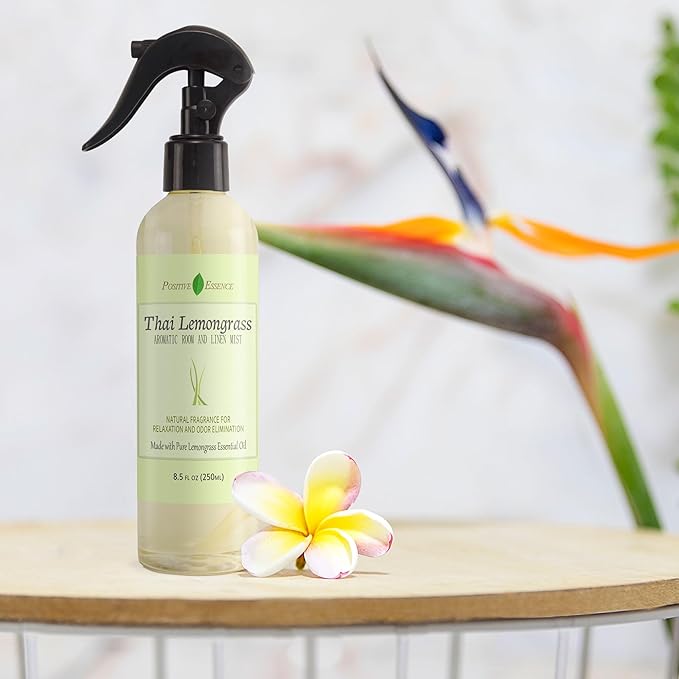 Thai Lemongrass Linen and Room Spray, Natural Air Freshener Made with Pure Lemongrass Essential Oil, Bathroom Air Freshener or Calming Pillow Spray (8.5 fl oz)