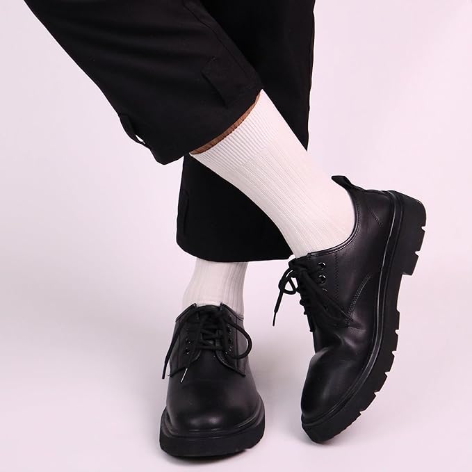 SERISIMPLE Men's Dress Socks - Bamboo Viscose Thin Ribbed Knit, Silky & Soft, Lightweight Business Crew Socks 5 Pairs