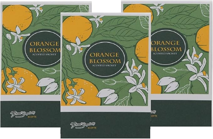 Orange Blossom Scented Sachets Pack of 3, Spring and Summer - Long-Lasting Scented Bags, Home Fragrance, Air Freshener & Deodorizer for Closet, Room, Drawer, or Cars, Made in USA