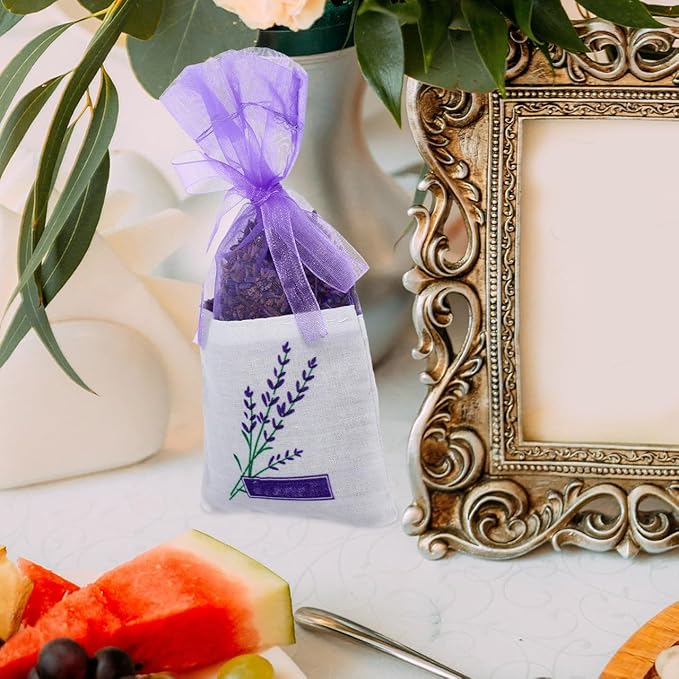 DOITOOL Lavender Sachet Bags 25 Pack Lavender Sachet Bags Empty Pouches for Buds Rose Organza Gauze (Light Purple)