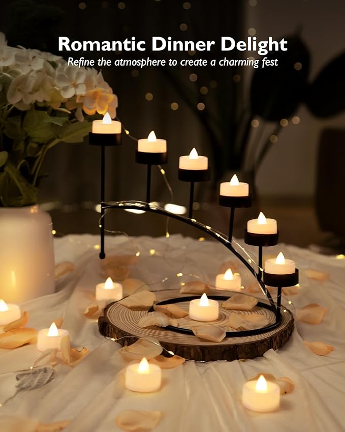 BEICHI 12-Pack Timer Tea Lights Candles Battery Operated, LED Tea Light with Timer, Built-in 6 Hours Flameless Tea Candles, Tea Lights Flickering Votive Candles 1.5'' D x 1.3'' H (Warm White)