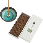 Asayu Japan Traditional Smoke Incense Gift Set with Incense Holder and Brass Stand, Sandalwood & White Sage Blend Incense Sticks with Mini Aquamarine Ceramic Holder