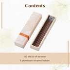 Hasegawa Hyakurakuko Premium Japanese Sandalwood Incense - Long Type, 40 Sticks with Aluminum Holder, 20-30 Min Burn Time, Made in Japan 線香 百楽香 (Frankincense)