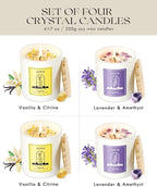 AOOVOO Lavender Candles Set for Women - 4 Pack Candles for Home Scented, 28 oz 200 Hour Long Lasting Aromatherapy Candle with Crystals Inside, Birthday Gifts Mothers Day Candle for Women Mom