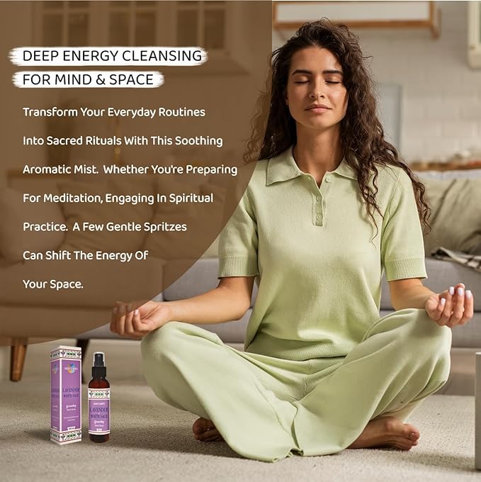 Sacred Element's Lavender & White Sage Room Spray | Natural Purifying Mist for Energy Clearing, Negativity Release, Spiritual Balance & Aromatherapy | 3.38 Fl Oz / 100ml Non-Toxic Air Freshener