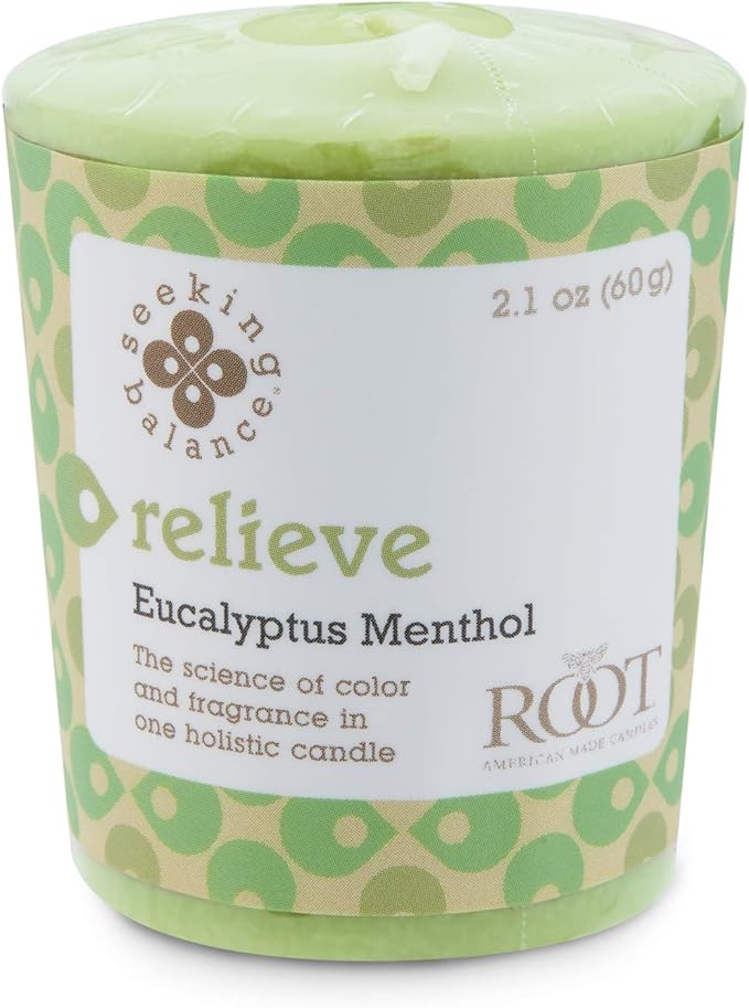 Root Candles Seeking Balance Spa Candle Aromatherapy Candles, Votives, Relieve: Eucalyptus Menthol, 18-Count