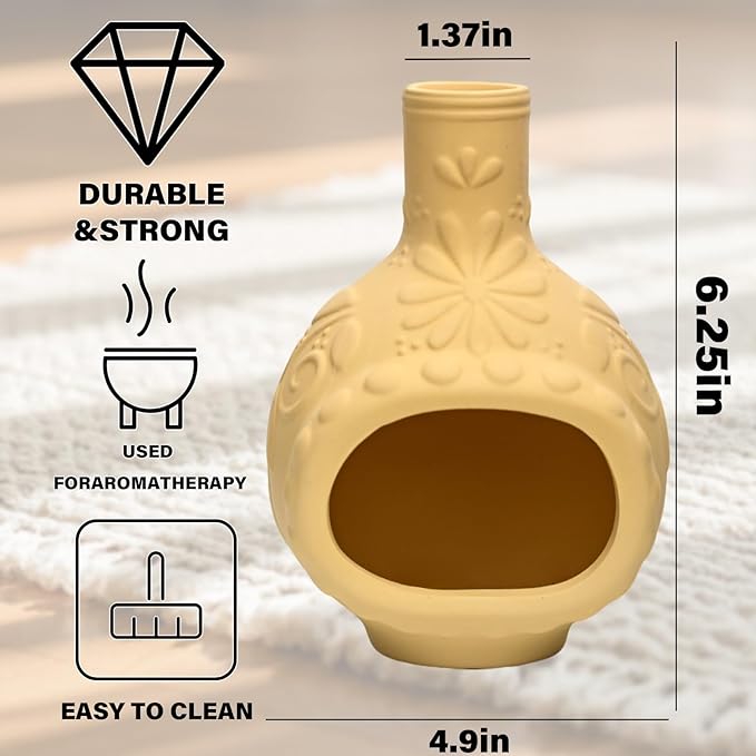 Handmade Ceramic Palo Santo Burner&Incense Holder-Mini Chimenea Dish for Sage Sticks,Copal,and Meditation Decor-Natural Clay Smudge Pot with Aromatic Design,Anxiety Relief Gifts for Women