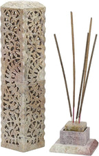 Handmade Carving Soapstone Incense Stick Tower Holder | Incense Stick Tower Burner Holder Spa Aromatherapy Home Office Fragrance Accessories Home Office Decor - (10 X 3 Inches)