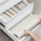 Drawer and Shelf Liner, Non-Slip Kitchen Cabinet Liners Non-Adhesive Thick Strong Grip Waterproof Washable Mats Protect Dresser Shelves Cupboard Bathroom Cabinets, Green Plaid, 18 in X 30 FT