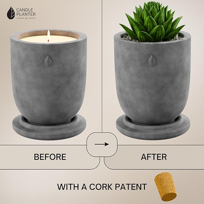 Matani Concrete Cement Candle Planter - Aromatherapy Soy, Dual Purpose Jar (White Vanilla)