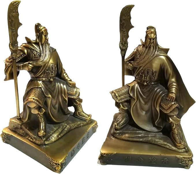Guan Yu Sitting Statue,Chinese Fengshui Guan Gong Statues,Antique Bronze Finish Statues for Decoration car Home Office Tabletop,Historical Collection Good Lucky Gifts 5.12 Inch