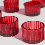 VOHO Red Candle Holders for Table Centerpiece, Tealight Candle Holder Set of 12 for Small Tealight Candles, Glass Votive Candle Holders for Her Valentine Christmas(2 x 1.4 Inch)