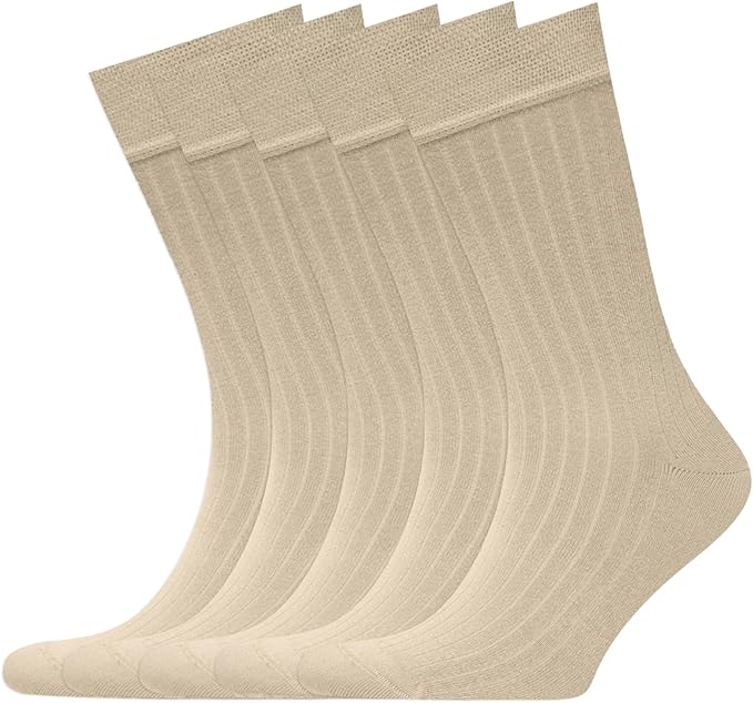 VRD Men’s Dress Socks, Bamboo 5-Pack Mens Socks, Mid Calf Length, Crew Socks Gift for Men Shoe Size 8-13