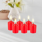 Mega Candles 12 pcs Unscented Red Votive Candles, Hand Poured Wax Candle 15 Hours 1.5 Inch x 2.25 Inch, Home Décor, Wedding Receptions, Centerpieces, Occasions, Events, Meditations, Holders