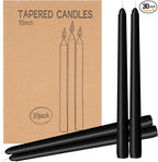 30 Pack Black Taper Candles - Taper Candles 10 Inch Dripless, Smokeless & Unscented - 8 Hours Long Burning - Ideal for Weddings, Dinner Parties, and Home Decor