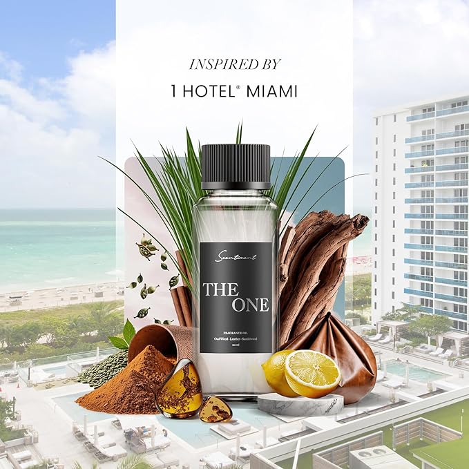 Diffuser Oil - The One | Inspired by 1 Hotel® Miami Beach Lobby Scent | Aromatherapy Fragrance Oil | Notes of Cardamom, Leather, Lemon with Cinnamon & Sandalwood (20 mL)