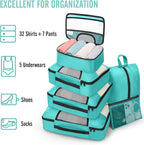 Veken 8 Set Packing Cubes for Travel Essentials, Suitcase Organizer Bags in 4 Sizes, Carry-On Luggage Accessories with Large Laundry & Hanging Toiletry Bag, Must-Have for Airplane, Road Trip & Camping
