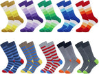 HHX YONLEE Dress Socks 5/6/10 Pairs Crew Argyle Colorful Cotton Novelty Casual Happy Fun