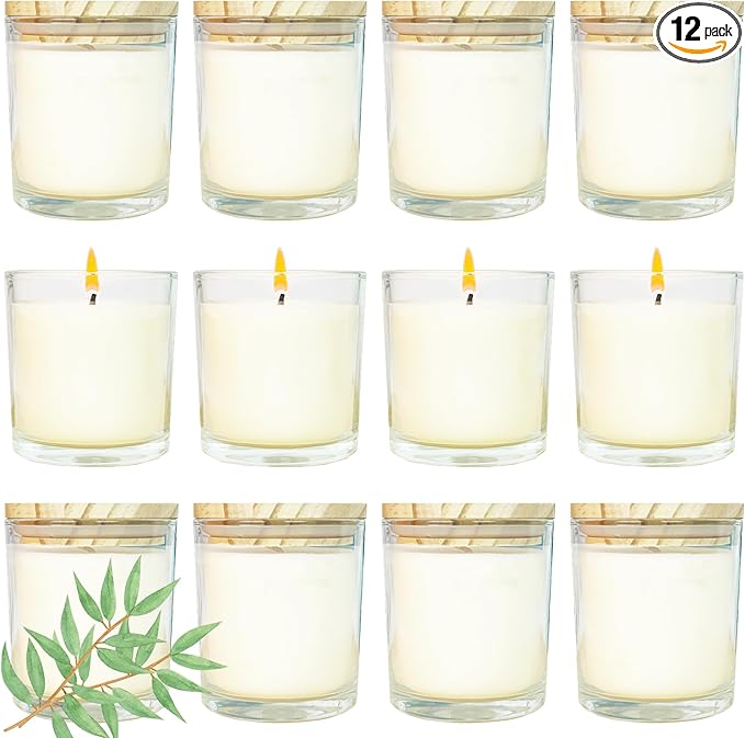 12 Pcs 6 Oz Mini Soy Candles,Eucalyptus Scented Bulk Candle Set,Aromatherapy Candle,Great Stress Relieving Scented Candles for Girls as a Gift for Birthdays, Weddings Party Favors!
