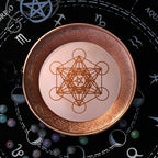 Copper Offering Prayer Ritual Bowl - Carving Metatron Brass Decorative Plate Great for use Witches,Smudging, Incense Burner Holder,Candle Dish, Ash Catcher,Jewelry Dish,Keys Basket