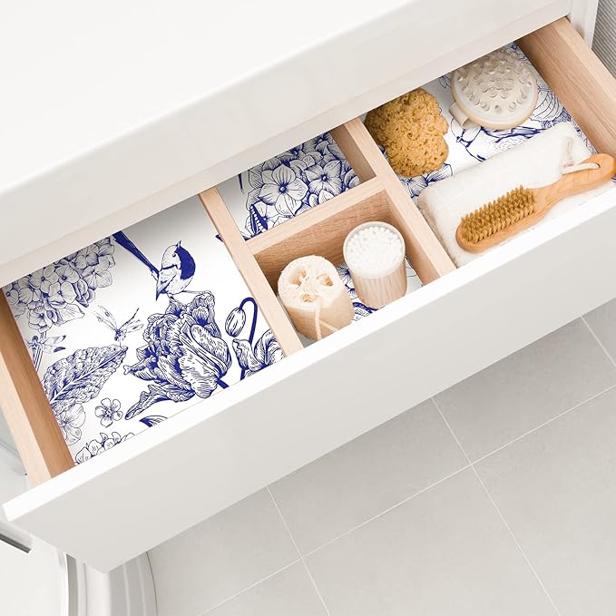 10 Sheets Drawer Liners for Dresser Scented Drawer Liners Non Adhesive Scented Paper for Fragrant Home Shelf Closet(Linen,Blue Butterfly)