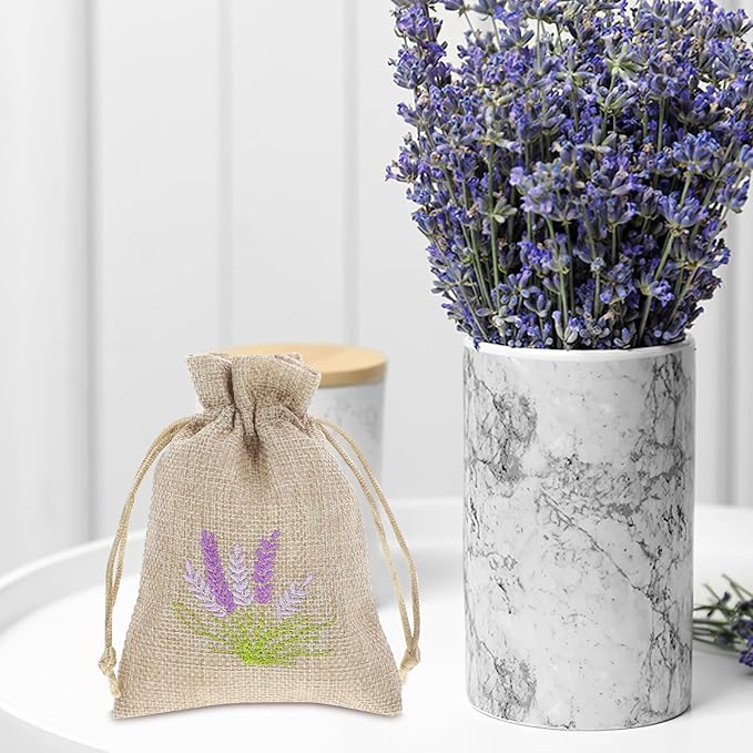 Homoyoyo 10pcs Empty Sachet Bags Drawstring Lavender Flowers Bags Dried Lavender Scented Pouches 10 * 14cm