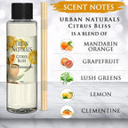 Urban Naturals Citrus Bliss Mandarin & Grapefruit Scented Reed Diffuser Oil Refill + Replacement Reed Sticks | Fresh, Bright Citrus Scent 4 oz.
