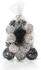 Natural Tones Vase & Bowl Mini Pumpkins Pinecone Fillers Decorative Balls | Home Decor (Black & White)