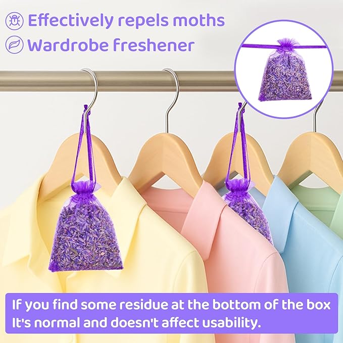 26 Pack Lavender Sachet Bags - Home Fragrance Sachets, Natural Lavender Flowers, Dried French Lavenders Perfect for Wardrobe, Drawers, Closet, Storage