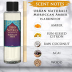 Urban Naturals Moroccan Amber Reed Diffuser Refill Set | Includes a Free Set of Reed Sticks! 4 oz. | Great Gift Idea Home Fragrance Lovers!