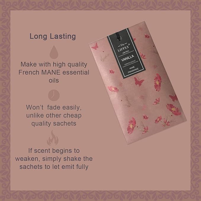 14 Packs Vanilla Scented Sachets for Drawers and Closets