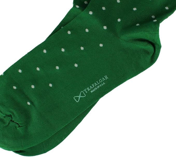 Trafalgar Men's Leo Polka Dot Mercerized Cotton Mid-Calf Socks