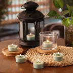 Mint Breeze Scented Tea Lights Candles – Bright Green – 6 Hour Burn – 100% Palm Wax – Scented Tealight Candles for Mornings Office Refresh, Outdoor Use – 48 Pack Scent Votive Candle