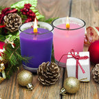 12 Packs Advent Candles with Clear Glass Holder, 9 Purple and 3 Pink Votive Candles, Unscented Seasonal Celebration Candles for Christmas Table Decoration, 1.8oz, KFUS-12VOT-ZIFEN