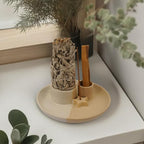 4 in 1 Incense Holder, Ceramic Incense Stick and Palo Santo Holder,Sage Holder for Burning- 5.5" Ceramic Ash Catcher Tray for Meditation and Yoga Room (Star Sand)