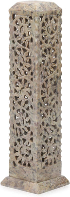 Carry Me Handmade Marble Soapstone Incense Stick Burner | Candle Stick Holder | Tea Light Stand - Perfect Incense Tower for Gifting. Decorative Home and Kitchen Decor (3 x 3 x 11 Inches)