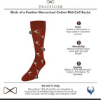 Trafalgar Men's Birds of a Feather Mercerized Cotton Mid-Calf Socks