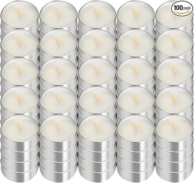 UNBREAKABLE - Tea Light Candles 100 Pack – Unscented Long Lasting 3 Hour Burn – White Smokeless Tealights for Decoration, Holiday, Party, Wedding, Home Use